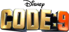 The phrase "CODE: 9" in bold with "CODE:" in gold and "9" in a metallic orange and a grey colour surrounding the phrase, giving it a 3D effect.