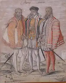 The Coligny Brothers (Chatillon): Gaspard II, Odet, Cardinal de Chatillon and François, Senor d'Andelo. Musée Condé, Chantilly.