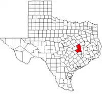 Map of Texas highlighting the Bryan–College Station metropolitan area