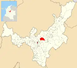 Location of the municipality and town of Tuta in the Boyacá Department of Colombia