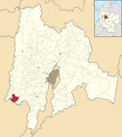 Location of the municipality and town inside Cundinamarca Department of Colombia