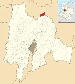 Location of the municipality and town inside Cundinamarca Department of Colombia