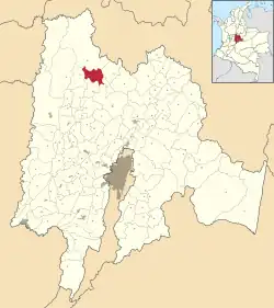 Location of the municipality and town inside Cundinamarca Department of Colombia