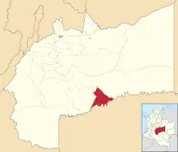 Location of the municipality and town of Puerto Concordia in the Meta Department of Colombia.