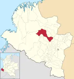 Location of the municipality and town of Los Andes in the Nariño Department of Colombia