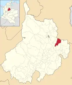 Location of the municipality and town of Guaca, Santander in the Santander  Department of Colombia.