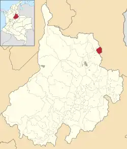 Location of the municipality and town of Vetas in the Santander  Department of Colombia.