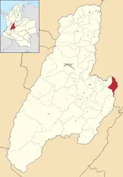 Location of the municipality and town of Icononzo in the Tolima Department of Colombia.