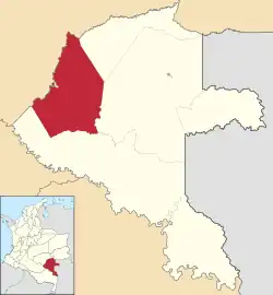 Location of the municipality and town of Carurú in Vaupés, Colombia