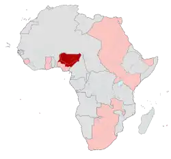 Northern Nigeria (red)British possessions in Africa (pink)1913
