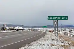 Entering Colorado City along State Highway 165, December 2014