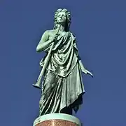 Angel of the Resurrection atop Colt family monument, sculpted by Randolph Rogers (1864)