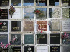 Detail of the columbarium at Père Lachaise Cemetery, Paris