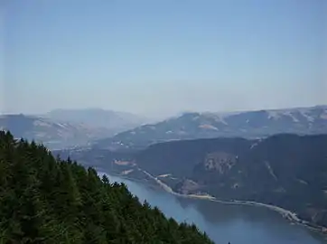 The view east towards The Dalles from Dog Mountain