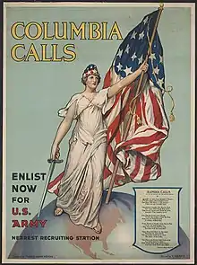 Columbia Calls – Enlist Now for U.S. Army, World War I recruitment poster by Vincent Aderente