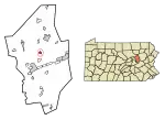 Location of Orangeville in Columbia County, Pennsylvania.
