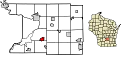 Location of Poynette in Columbia County, Wisconsin.