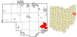 Location of Calcutta in Columbiana County and in the State of Ohio