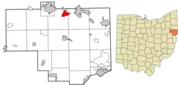 Location of Leetonia in Columbiana County and in the State of Ohio