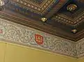 Columns of Gediminas in the yellow room at Palace of the Grand Dukes of Lithuania in Vilnius.