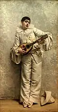 Pierrot playing the mandolin
