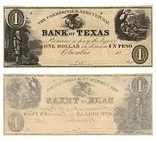 One dollar scrip issued by the Commercial & Agricultural Bank