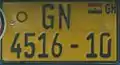 Older style commercial license plate.