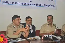 M.A. Saleem IPS, Additional Police Commissioner (left) & Chief of Bangalore City Traffic Police & Bangalore City Police Commissioner Jyothi Prakash BG Mirji, IPS (right) in press conference