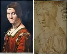 Leonardo's Belle Ferronnière and the alleged portrait of Beatrice in comparison.