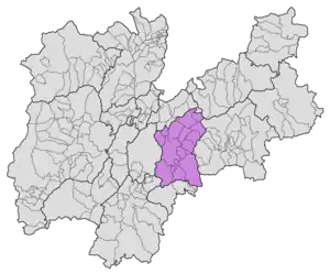Location of Alta Valsugana e Bersntol within Trentino.