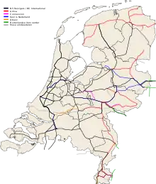 Rail map of the Netherlands