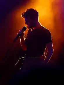 Agoney during a concert in 2018.