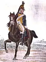 French dragoon in 1786 wearing a helmet that already resembles those of the Napoleonic wars