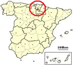 Location of the enclave of Treviño (in red) within Spain.