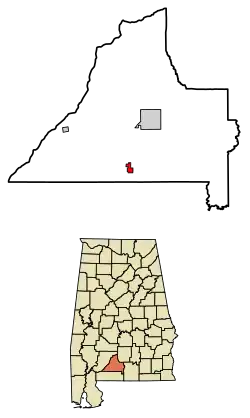 Location of Castleberry in Conecuh County, Alabama.