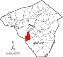 Map of Lancaster County, Pennsylvania highlighting Conestoga Township