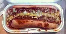 A Coney Island hot dog in Detroit, with chili, onions, and mustard