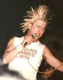Colin Jerwood performing with Conflict in 1986
