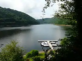 Lake Bort-les-Orgues Lake, with Monestier-Port-Dieu in the background right