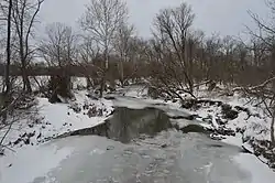 Conneaut Creek, partly frozen by winter weather