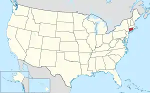 Map of the United States highlighting Connecticut