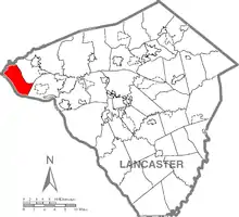 Map of Lancaster County, Pennsylvania highlighting Conoy Township