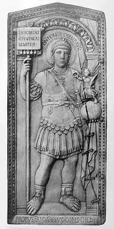 Diptych of Anicius Petronius Probus, consul in 406, depicting emperor Honorius (oldest surviving example)