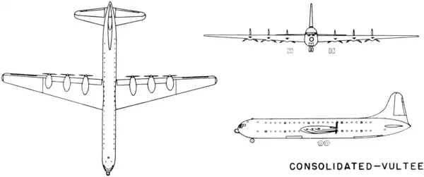 3-view line drawing of the Convair XC-99