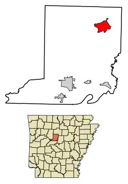 Location of Center Ridge in Conway County, Arkansas.