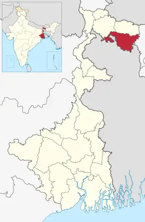 Location of Cooch Behar in West Bengal