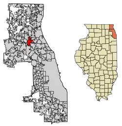 Location of Buffalo Grove within Lake and Cook County