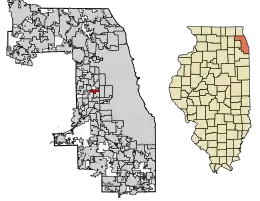 Location of North Riverside in Cook County, Illinois.