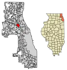 Location of Wheeling in Cook County, Illinois.