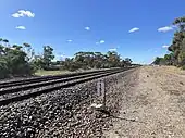 Km post showing 153km by rail from Adelaide.